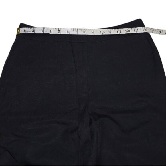 Loft Women's Black Gaucho Wide Leg Linen Blend Cropped Pants Size 6 - Picture 4 of 8